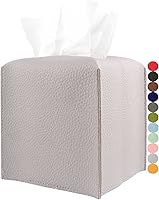 Vista 12 de Portapañuelos Cubierta de Caja de Pañuelos Blanca – Cubierta Cuadrada de Cuero para Caja de Pañuelos con Cinturón Inferior, Portacaja de Pañuelos