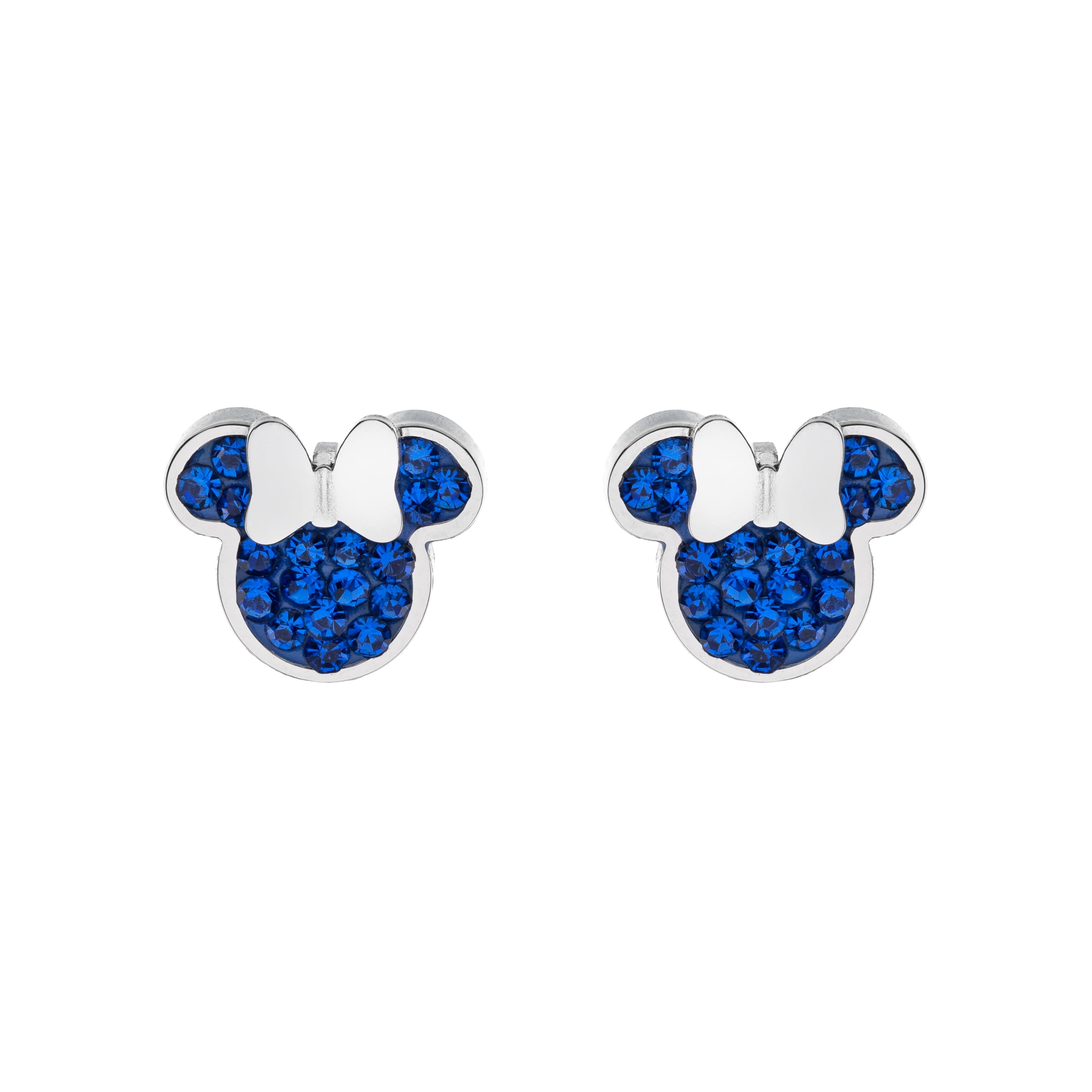 Disney Minnie Pendientes para niña de acero inoxidable con circonitas, talla única, Joyas Disney
