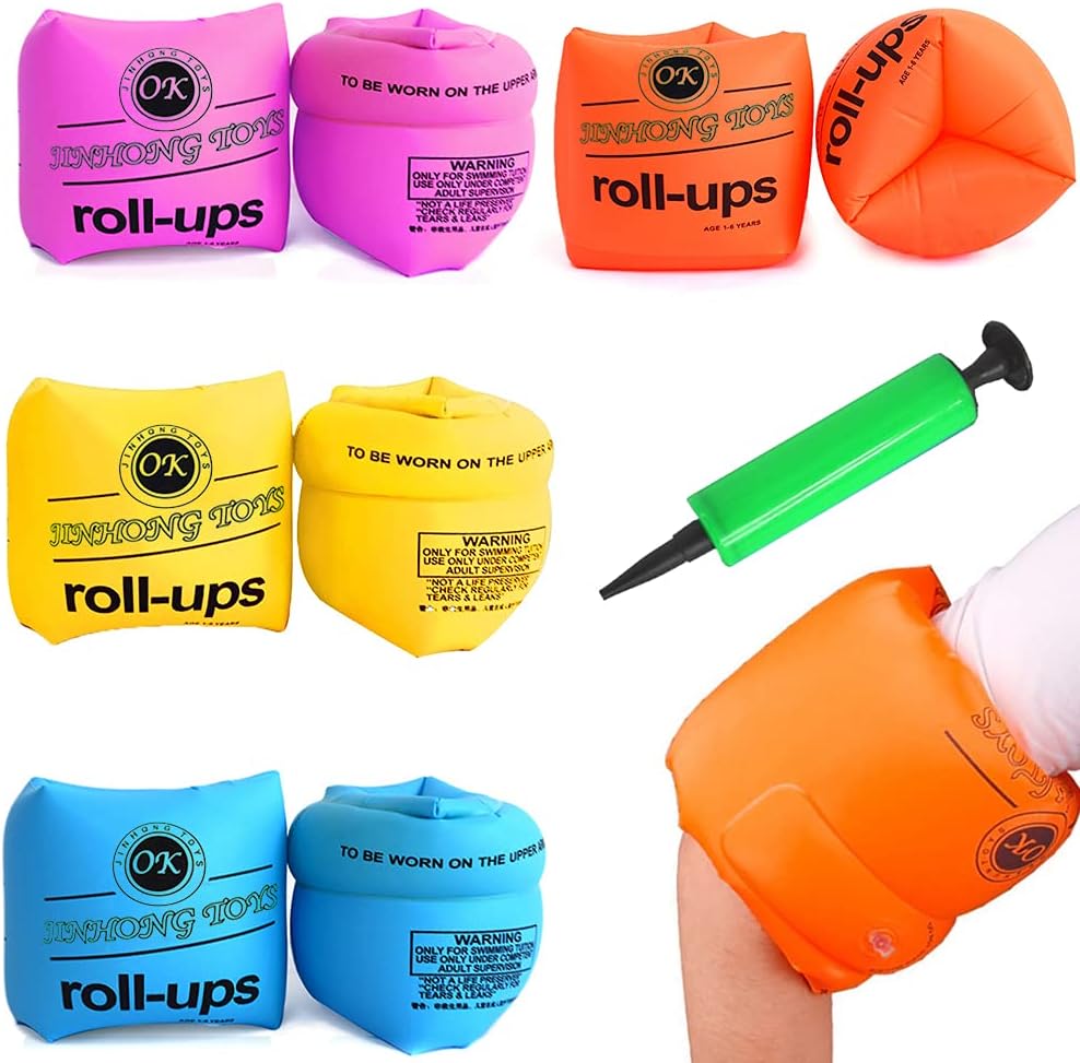 QICI 9 Pack Arm Float Rings Inflatable Sleeves,PVC Arm Floaties Inflatable Swim Arm Bands Floater Sleeves Swimming Rings