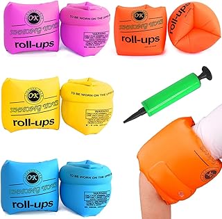 QICI 9 Pack Arm Float Rings Inflatable Sleeves,PVC Arm Floaties Inflatable Swim Arm Bands Floater Sleeves Swimming Rings