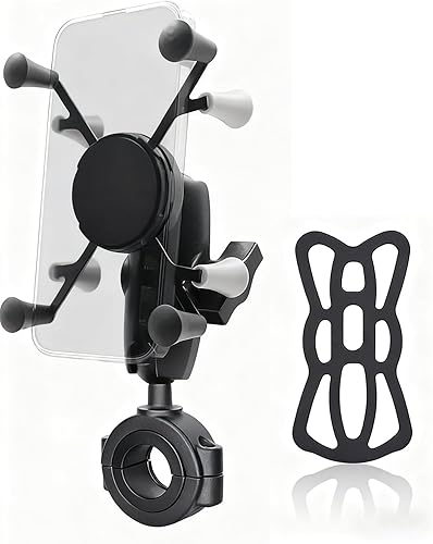 Miniatura 12 de Strg Soporte de teléfono con soporte de abrazadera para rieles de 0.85 a 1.55 pulgadas de diámetro, soporte de teléfono para manillar de