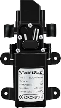 DC 12V Water Pump,1GPM 4L/Min G1/2 20mm Self Priming Diaphragm Pump with Pressure Switch for Water Tap,Campervan,Kitchen,Bathroom,Water Tank