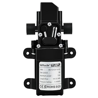 DC 12V Water Pump,1GPM 4L/Min G1/2" 20mm Diaphragm Pump with Pressure Switch for Pumping Water