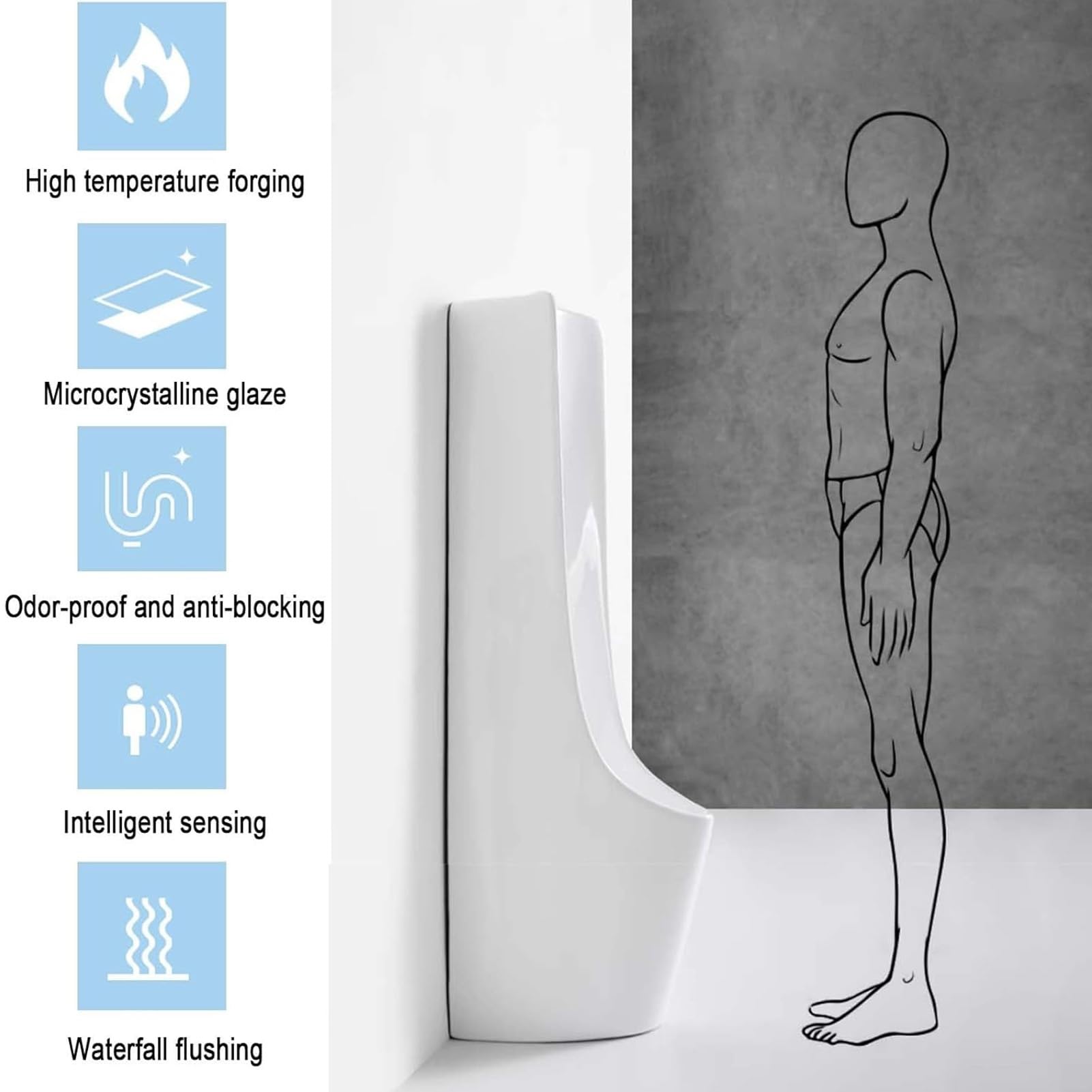 Orinatoio - Luz impermeable con sensor de ducha para hombre con función a prueba de salpicaduras, LED inteligente activado por movimiento, ideal para baño y uso al aire libre