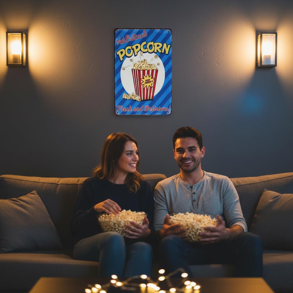 Amazon.com: SUMIK Popcorn Fresh and Delicious, Metal Tin Sign