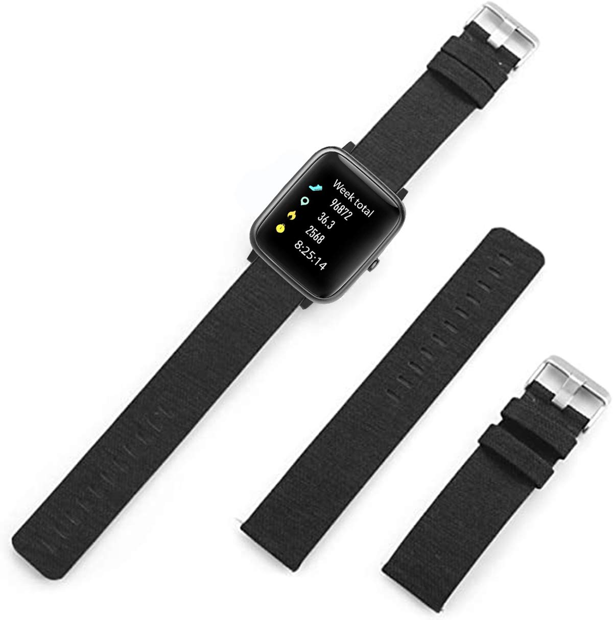 Compatible with ID205L Bands,ID205U and ID205S, YOUkei Breathable Woven Fabric Replacement Accessory Strap Compatible for ID205L ID205U and ID205S Smart Watches (Black)