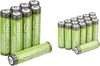 AmazonBasics AA High-Capacity Rechargeable Batteries 2400mAh (16-Pack) Pre-charged & AAA High-Capacity Rechargeable Batteries, (8-Pack) Pre-charged (Appearance may vary)