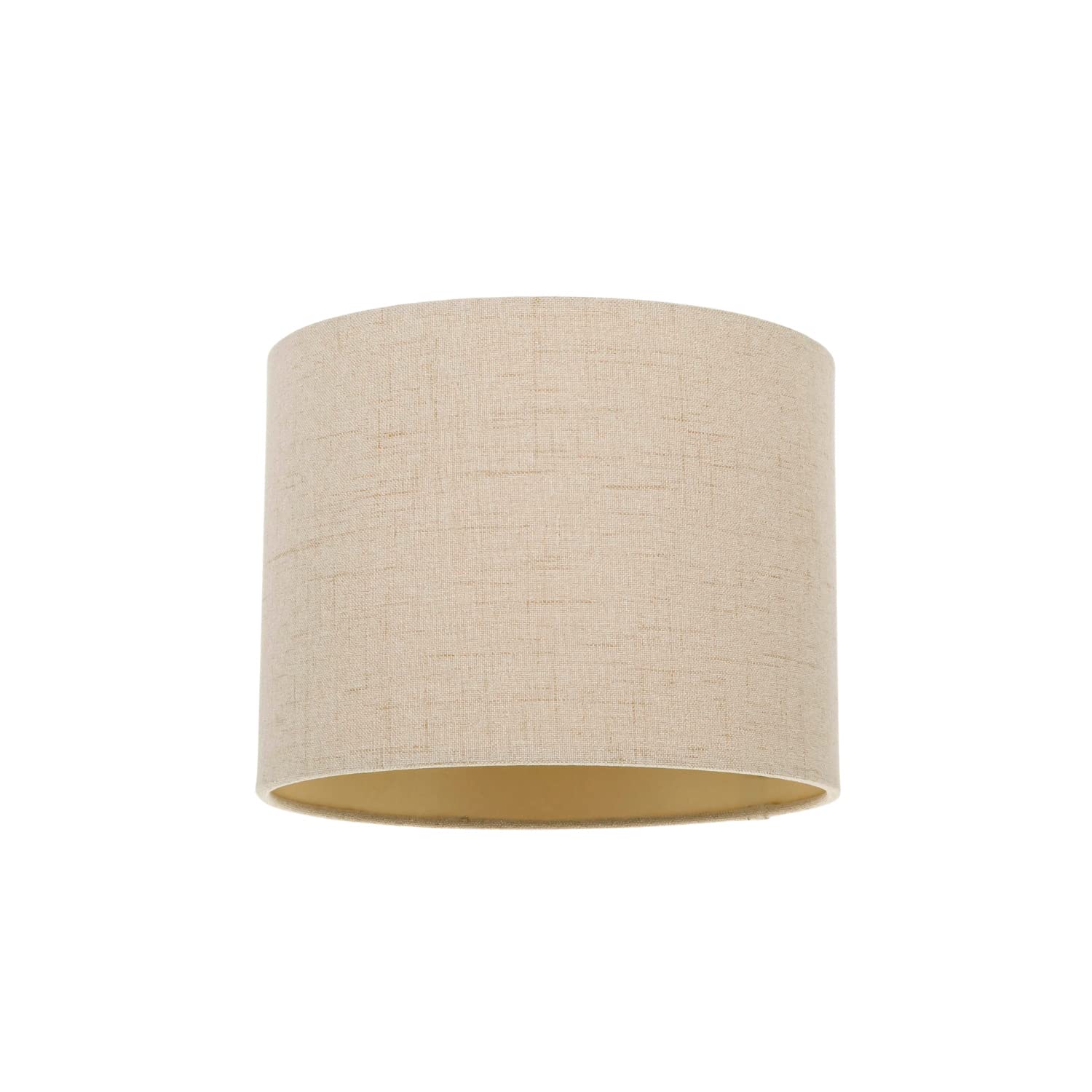 Happy Homewares Taupe Modern And Elegant Textured Linen Fabric Small 8" Drum Lamp Shade With Matching Inner Satin Lining | 40Watt Maximum | 15Cm X 20Cm By