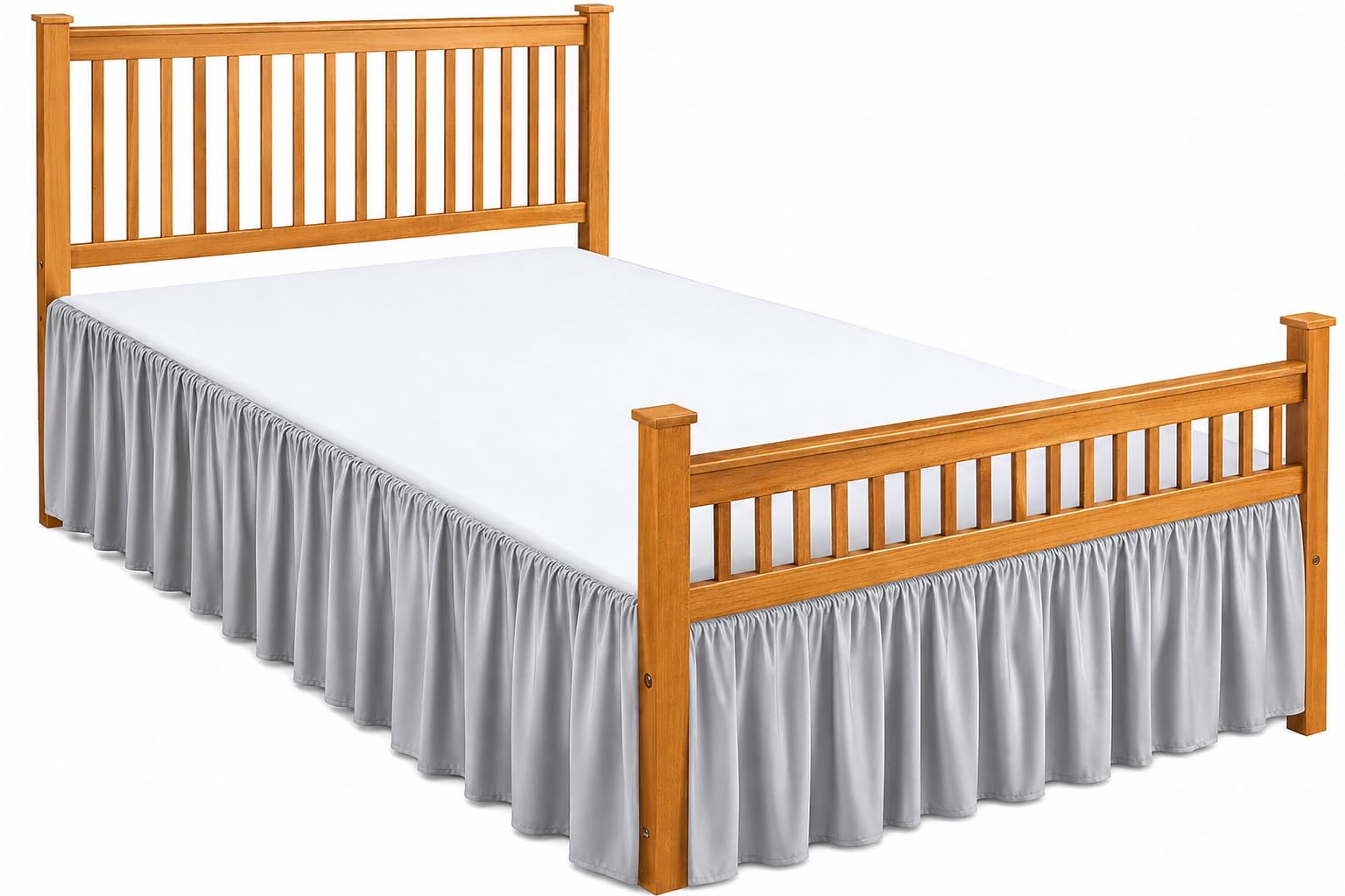 Queen Size Bed Skirt | Silver Ruffle Dust Ruffle | 60 x 78 Inch | 16 Inch Drop | 100% Microfiber 120 GSM | Tailored Split Corner | Easy Fit-picture-25