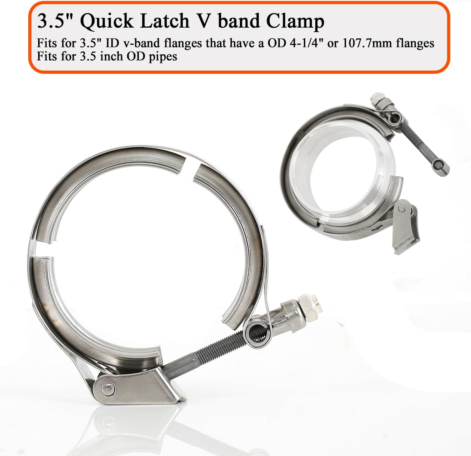 Quick Release 3.5 Inch Exhaust V band Clamp for Flange Kits Stainless Steel(No Flanges)