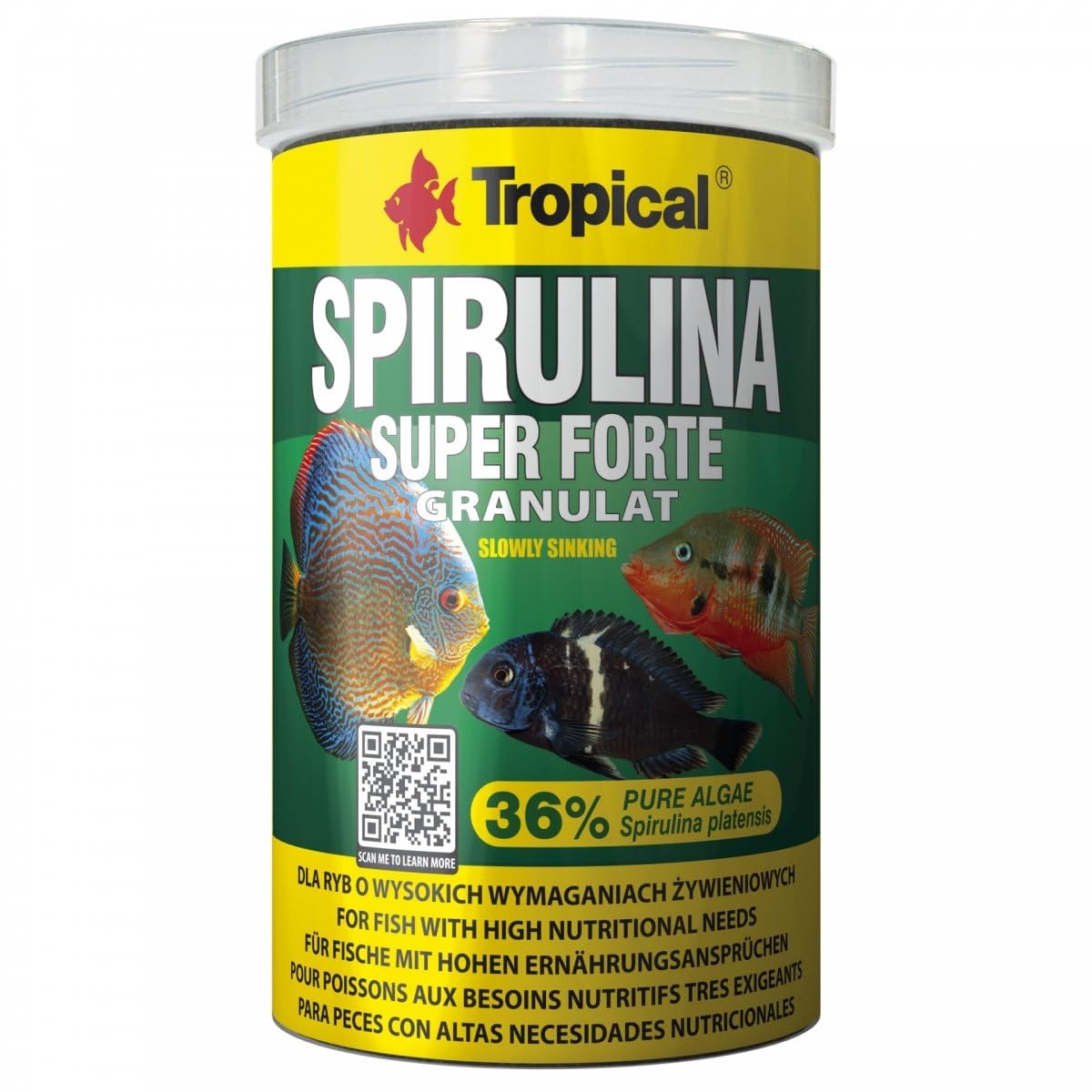 Pokarm roślinny z wysoką zawartością spiruliny SUPER SPIRULINA FORTE GRANULAT 100ml / 60g