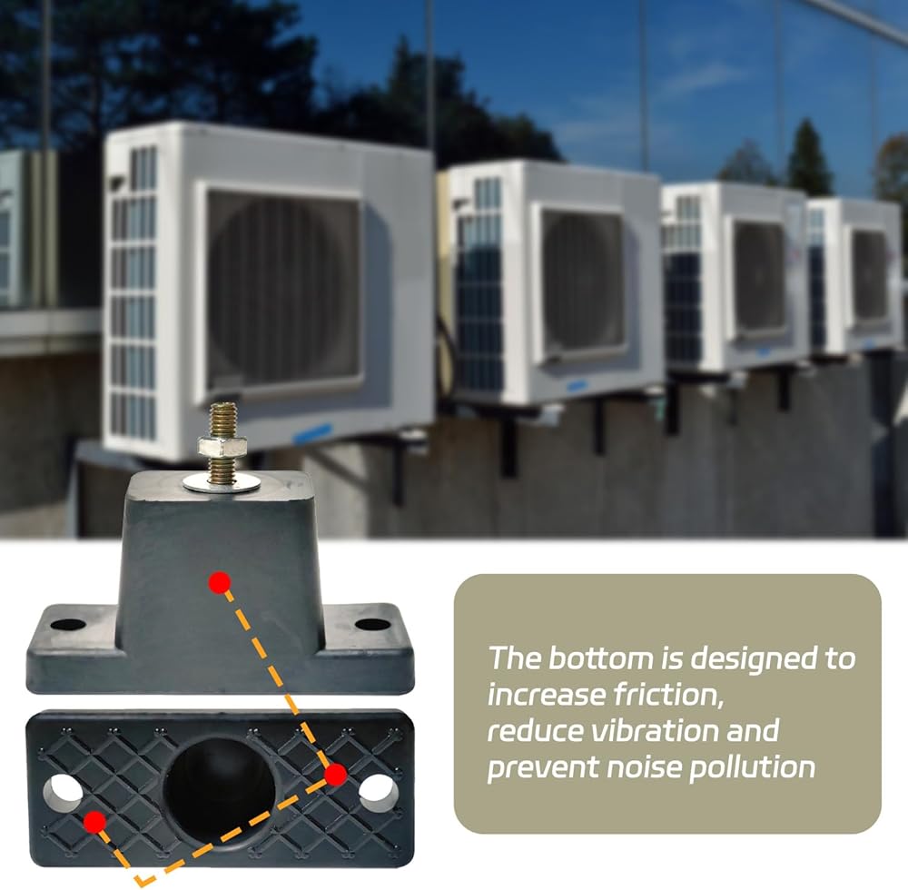 Raguso Lot De 4 Coussins De Pied Anti-Vibration Pour Climatiseur Anti-Vibration Pour Support De Climatisation Extérieur