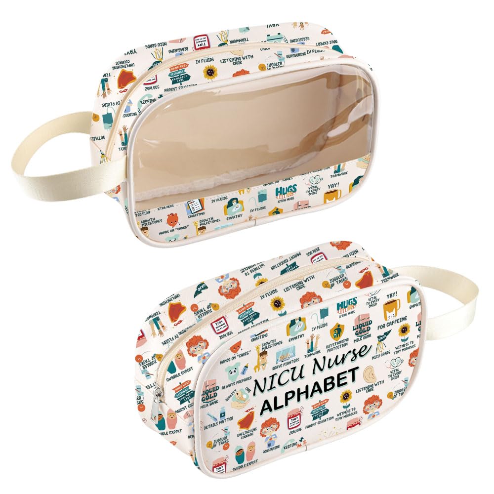 NICU Nurse Gift NICU Nurse Thank You Gift NICU Nurse Alphabet Clear Cosmetic Bag for Pediatric Nurse (NICUNurseBag)