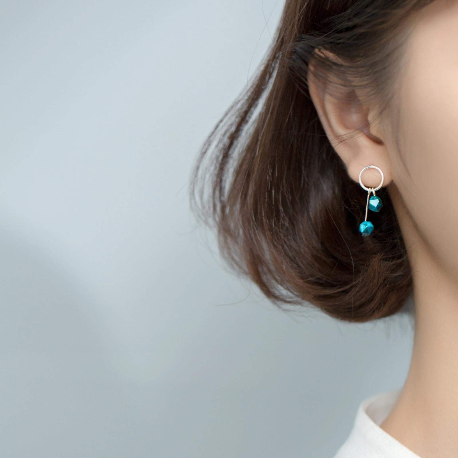 Orecchini A Cerchio In Argento 925 Con Turchese E Zirconia - Cerchi Piccoli Di Lusso, Gioielli Donna Eleganti E Alla Moda, Regalo Idea Compleanno