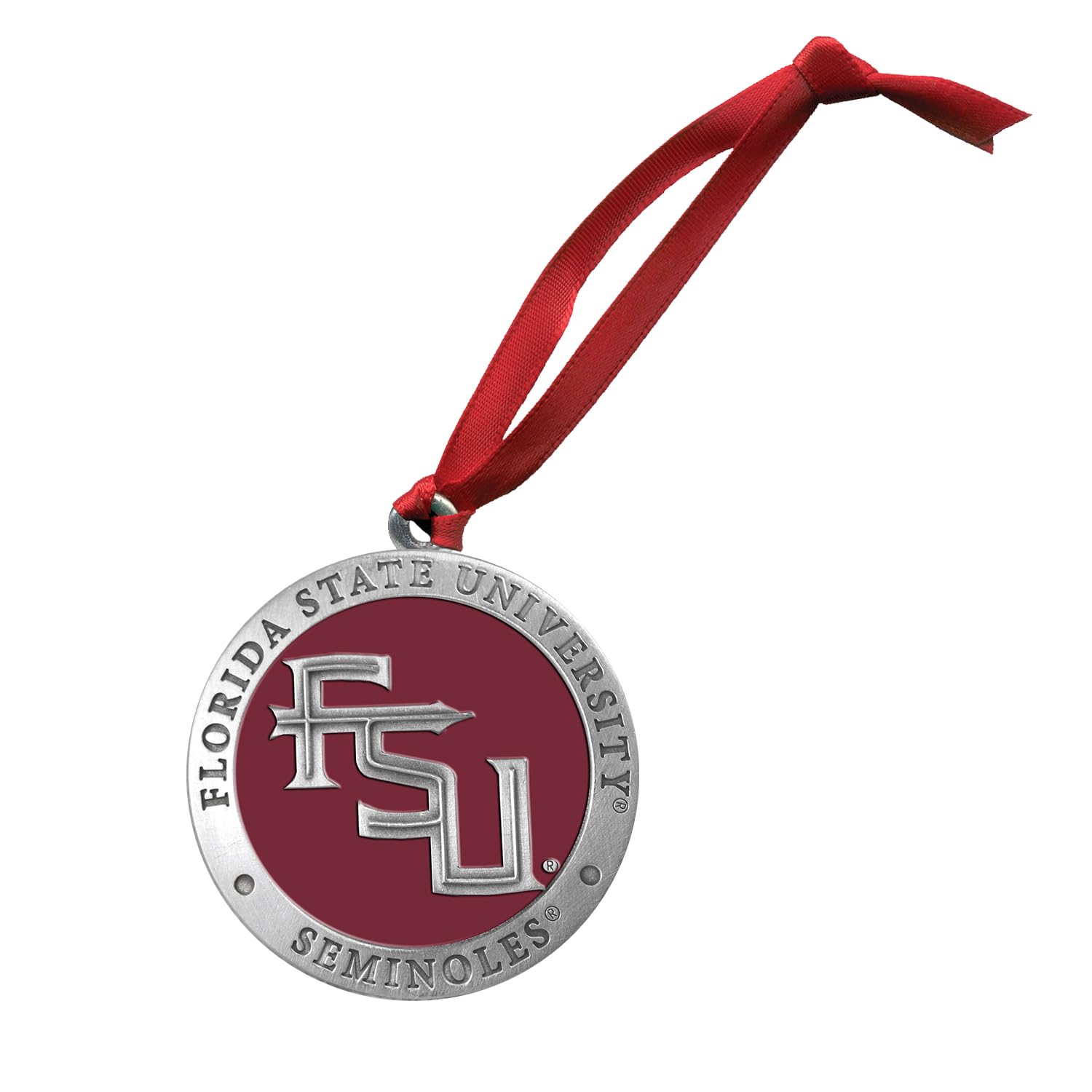 Florida State (FSU) Ornament Non-Dated | Hand-Sculpted Christmas Tree Ornament | Intricately Crafted Metal Pewter Alma Mater Inlay