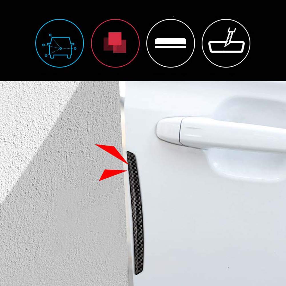 4 Protège-Bords De Porte Voiture En Fibre De Carbone - Bandes Anti-Choc Adhésives Pour SUV, Camion (Rouge)
