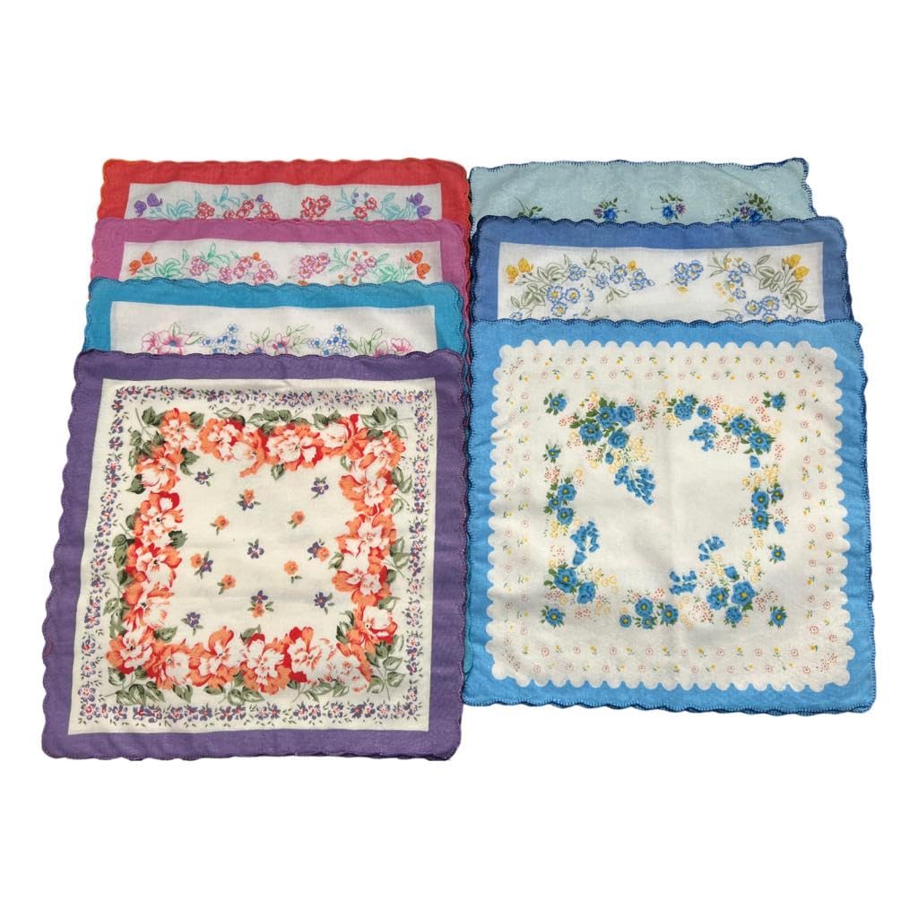 nivaa 7x Cotton Handkerchief Assorted Color Floral Print Classic Hankies 30cmx30cm-picture-9