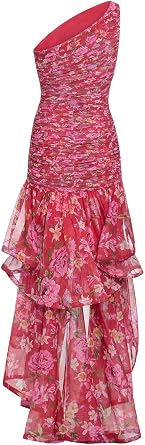 Peony Dots Asymmetrical Maxi Dress