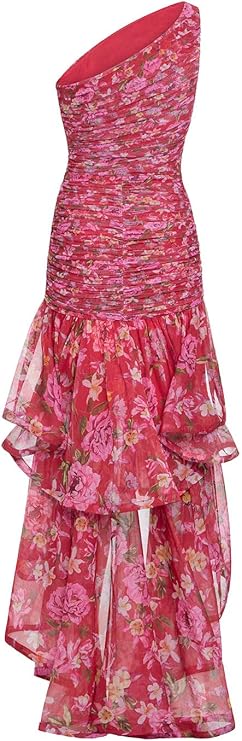 Peony Dots Asymmetrical Maxi Dress