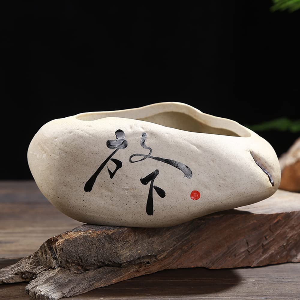 DFGHNBVC Manual Flower Pot Ceramics Stoneware Indoor Decoration Plant Pot Home Business Round Succulents Cactus Landscape Thumb Basin Planter Container,C