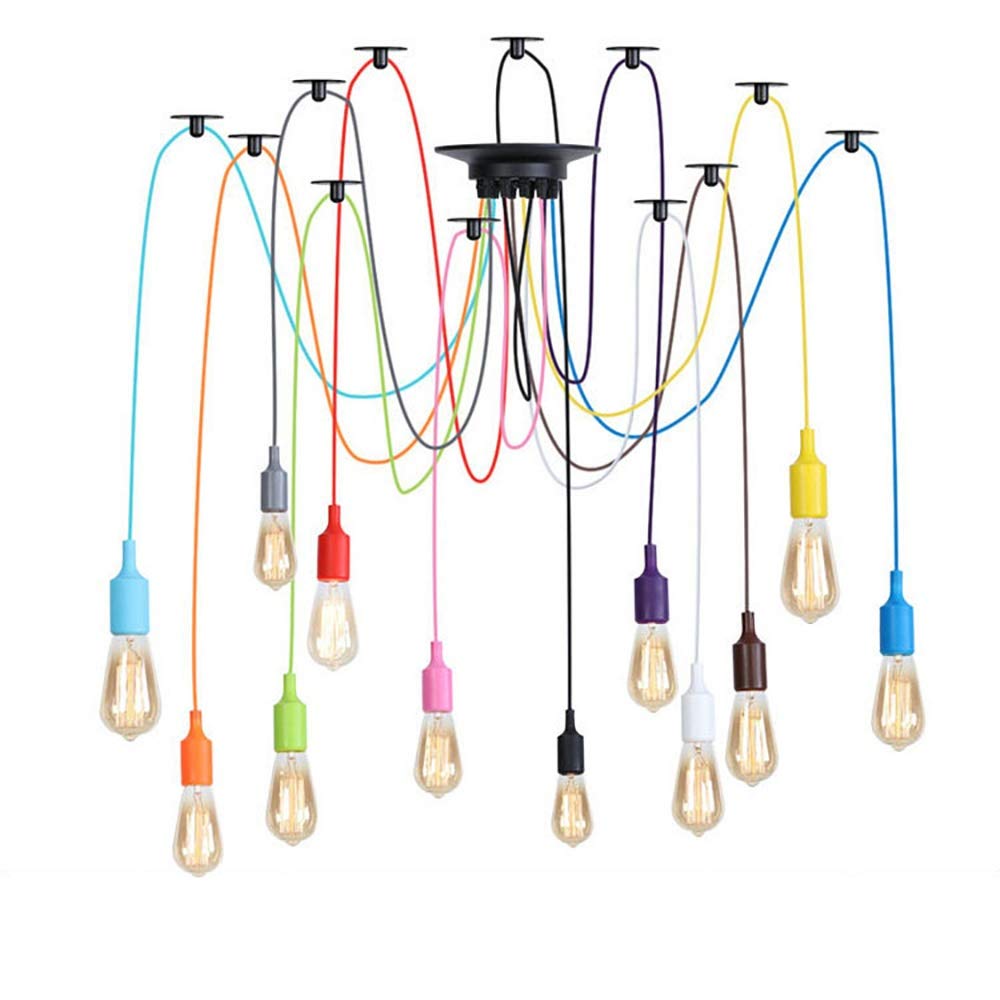 Lámina de Línea Colgante 12 Luces |Atentable Ajustable Bricolaje Lámparas de Araña de Suspensión de Techo |Examen de Restaurantes Sala de Estar Café Cartel de Iluminación Colgante |Mú