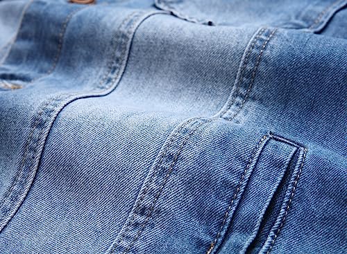 Image of LZLER Men's Denim Jackets Distressed Destroyed Classic Vintage Slim Fit Ripped Fashion Trendy Trucker Jean Jackets