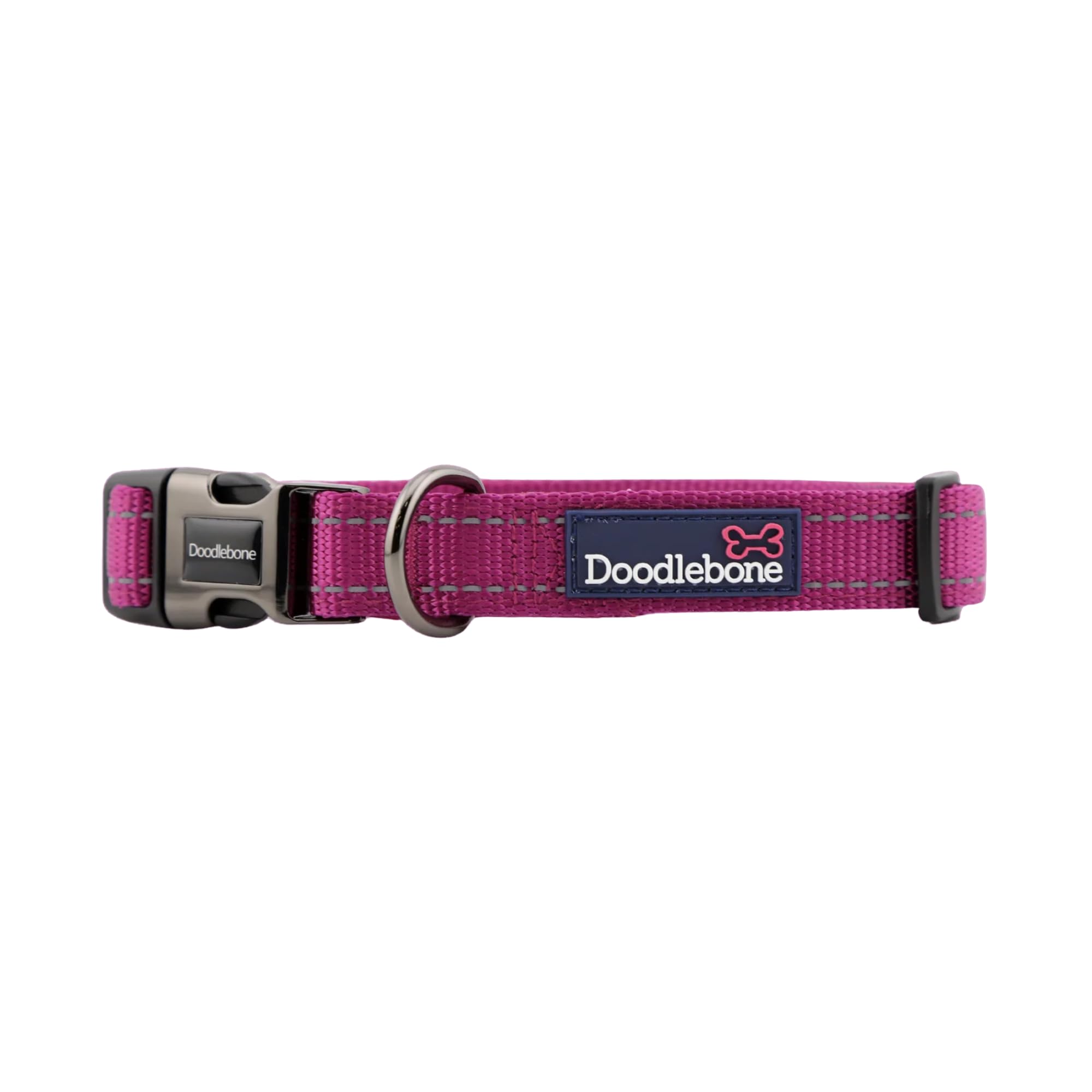 Doodlebone – Padded Dog Collar – Adjustable Breathable Comfort Collar with Reflective Stitching, Strong D Ring & Durable Metal Buckle for Daily Walks – Size 6-11 50–70cm - Thistle — image 1
