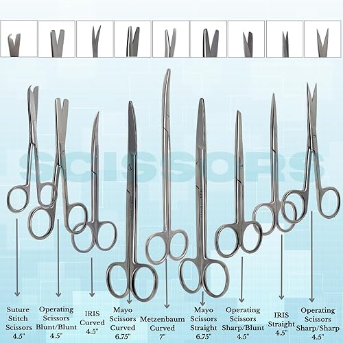 Miniatura 2 de Juego de 157 piezas todo en uno de tijeras veterinarias, soportes de agujas para bisturí, asas de bisturí, hechas de acero inoxidable en un estuche
