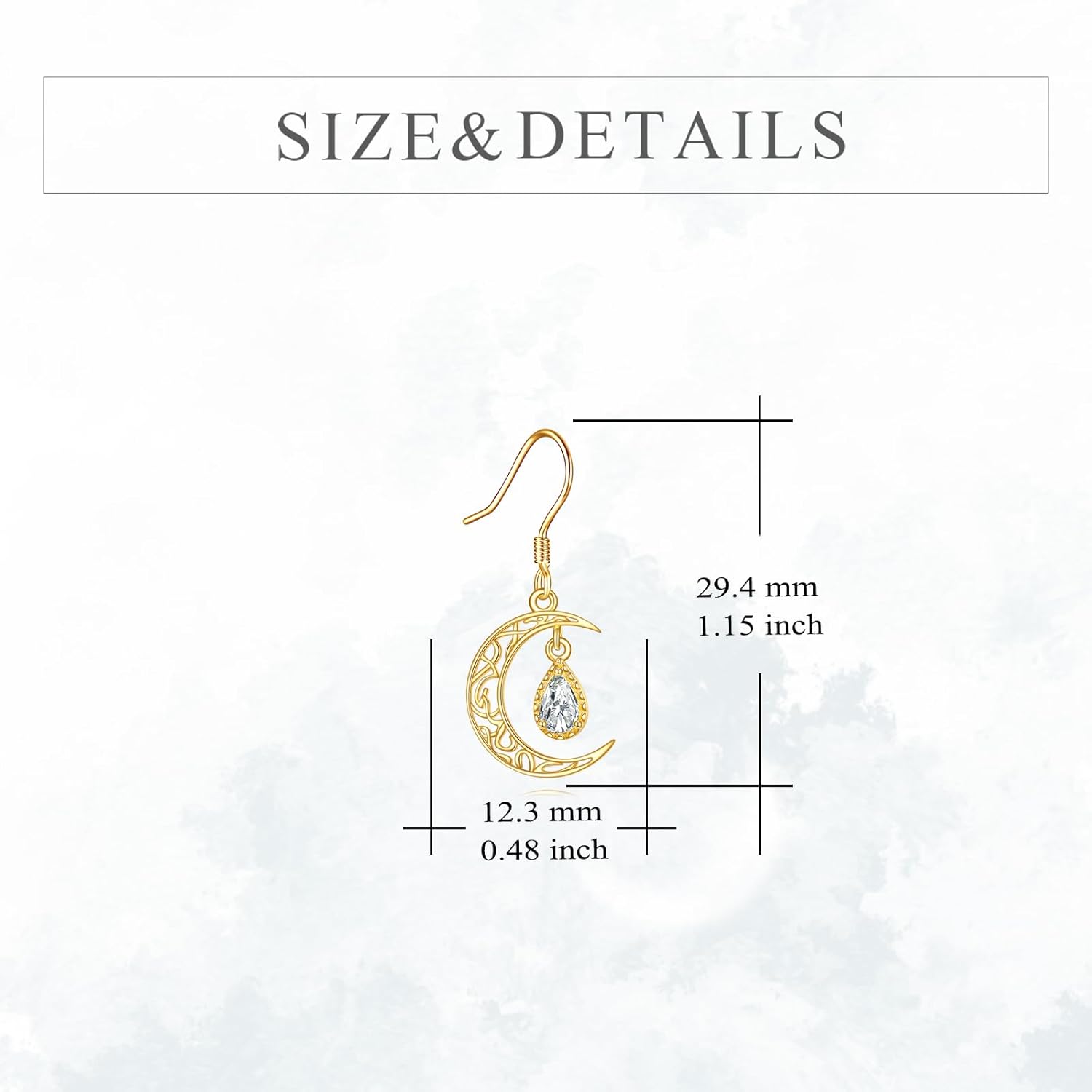 KECHO 14K Solid Gold Celtic Moon Earrings Gold Moon Drop Earrings Celtic Jewelry Gifts for Women - Image 4