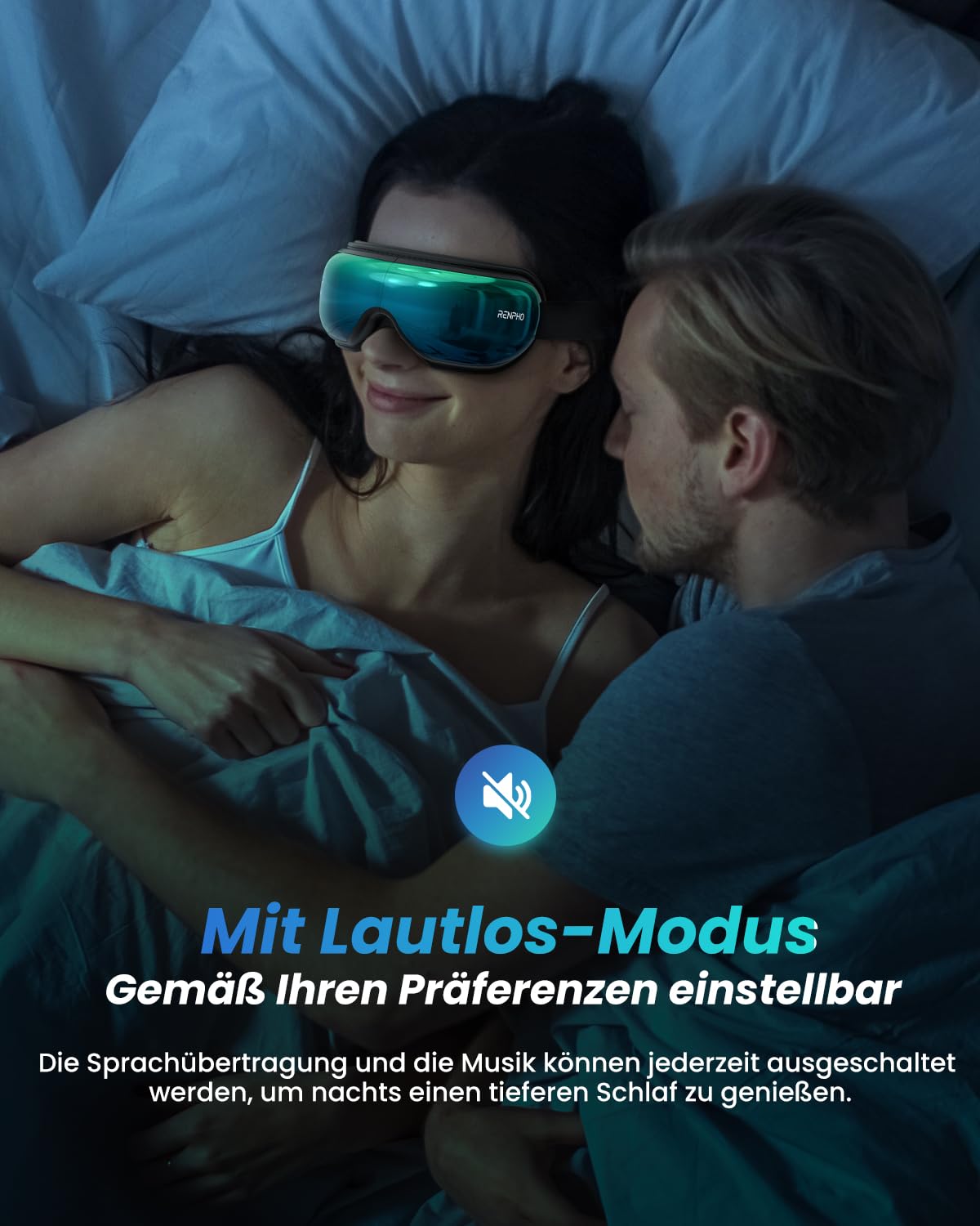 RENPHO Eyeris 1 - Augenmassagegerät mit Wärme, Vibration und Bluetooth Musik, Augenmaske für Augenringen und trockenen Augen, Verbessert Schlafqualität, Geburtstagsgeschenk | Beheiztes Augenmassagegerät gegen Augenbelastung & Kopfdruck, klappbar für Reise