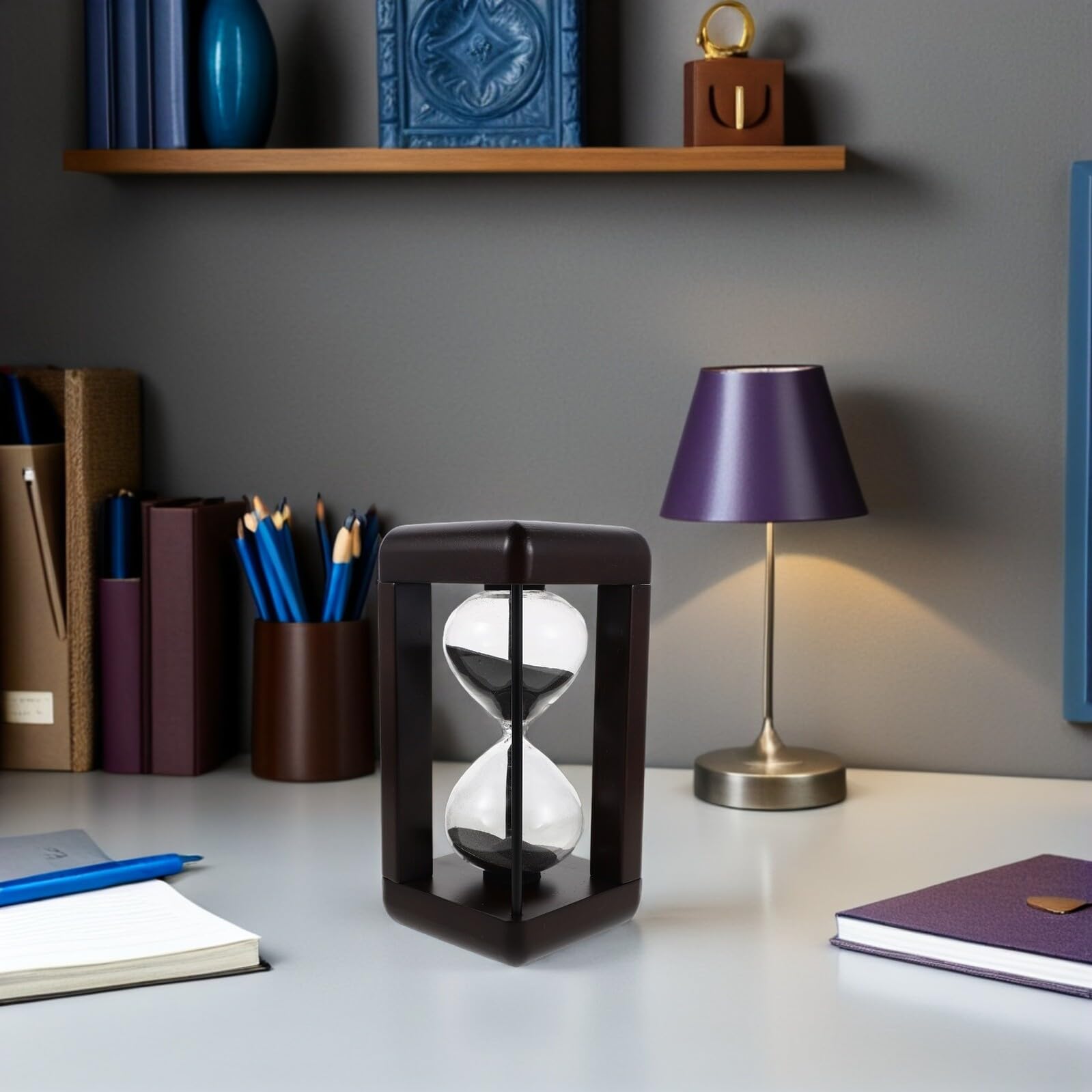 ABOOFAN Reloj de Arena de Vidrio Vintage Negro de 30 Minutos Temporizador Fiable y Resistente para Oficina y Eventos al Aire Libre