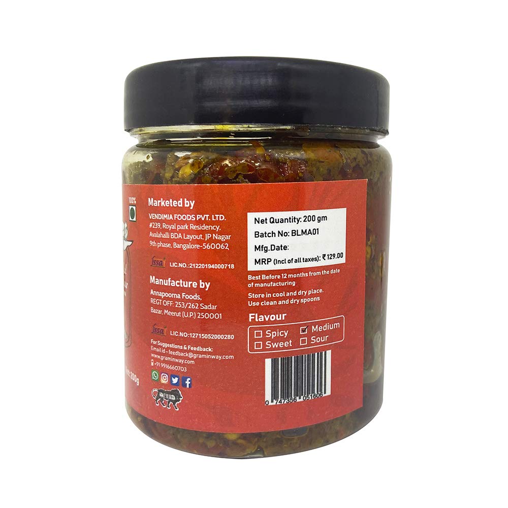 Graminway Bharwan Lal Mirch and Teekhi Hari Mirchi Ka Achar, 2 x 200 g 2