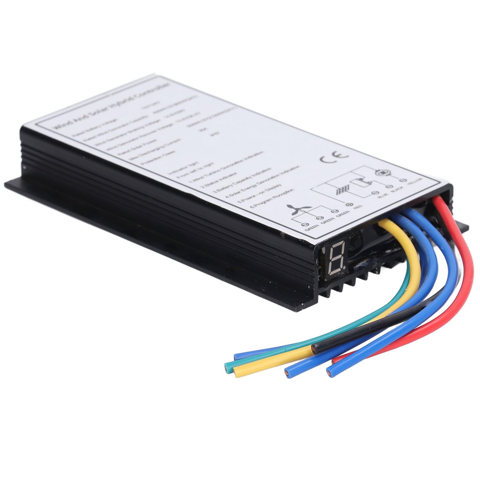 ViaGasaFamido Hybrydowy Kontroler Energii Wiatrowej, Regulator ładowania Turbiny Wiatrowej ze Stopu Aluminium 30 A dla Systemów 12 V 24 V, wodoodporność IP67, Wyświetlacz LED, ładowanie MCT do
