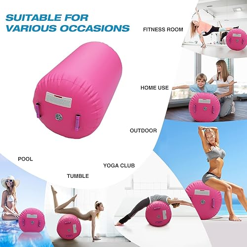 Miniatura 5 de CZGBRO Air Roller Air Spot - Barril de aire para gimnasia, colchoneta de aire, equipo de gimnasia inflable con bomba eléctrica para yoga,