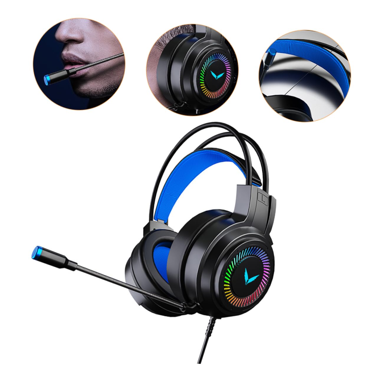 Angoily Cuffie da Gaming Cavo 3.5mm, Canale 7.1, Microfono