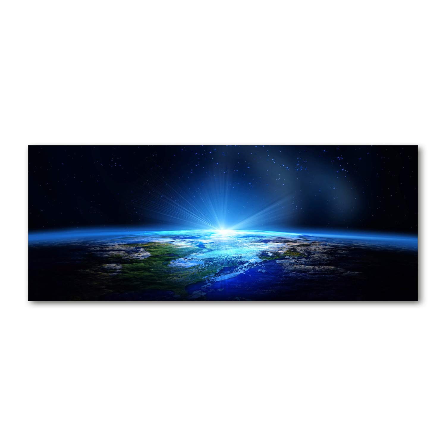 Tulup Impression sur Verre 125x50 cm Image Tableau Photo décorative panoramique pour la Cuisine et Le Salon - Cosmos & Science Fiction - Planète Terre - Bleu