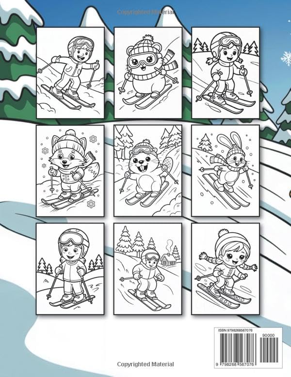 Skiing coloring book for kids: 50 Fun and Cute Skiing Pages to Color for Boys and Girls image 3