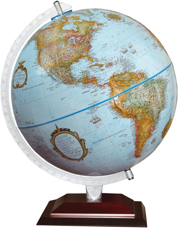 Aragon Globe, 12" Desktop World Globe, Raised Relief, Up-to-date Cartography, Smart Intelli-enabled World Map, Made in the USA, Blue