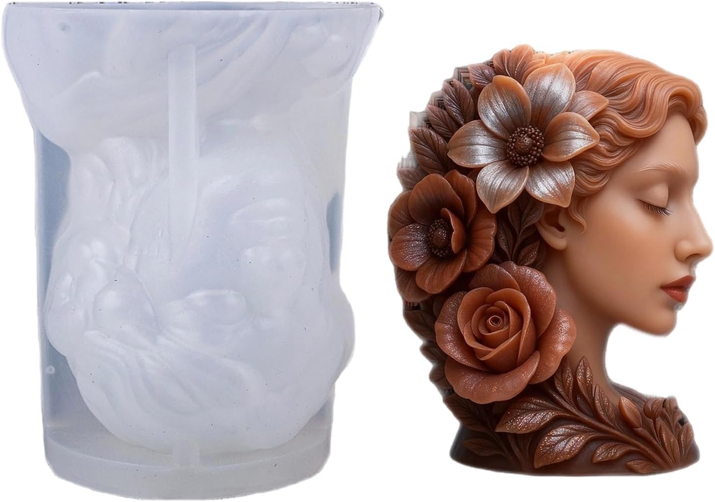 Flower Girl Mold for Candle Making 3D Silicone Floral Mold for Resin Casting DIY Clay Home Decoration Wax Melts Valentine's Day Candle Party Gifts Soap Making Craft Supplies-image-45
