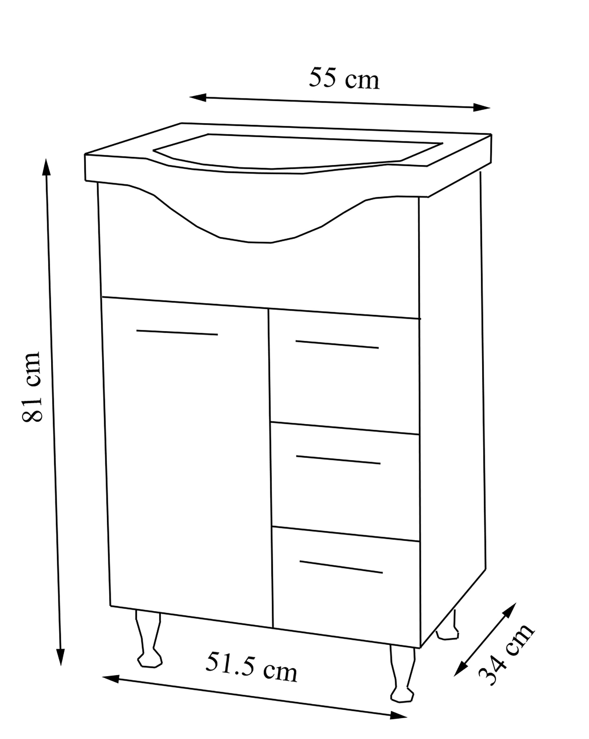 VCM Mueble Lavabo 2 Piezas Lavabo Conjunto Mueble de Baño Lavabo Cajón Espejo Armario Lisalo L