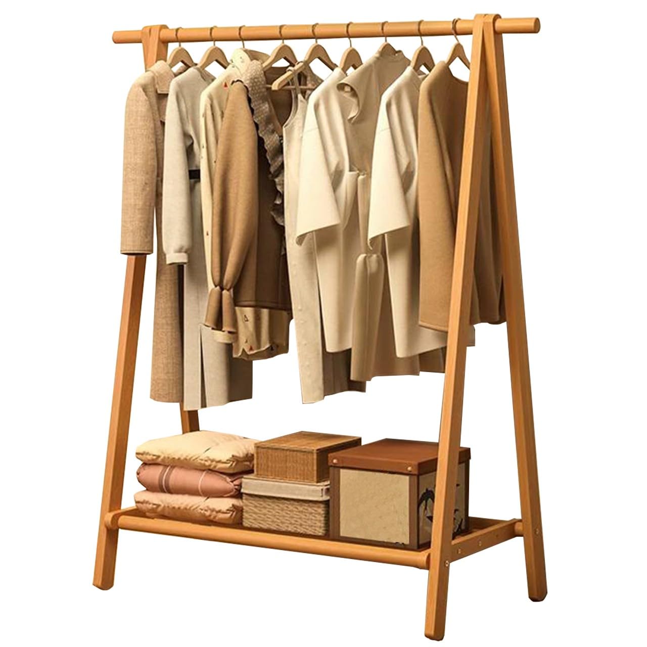 Porte-manteau en bois massif et métal robuste, finition artisanale