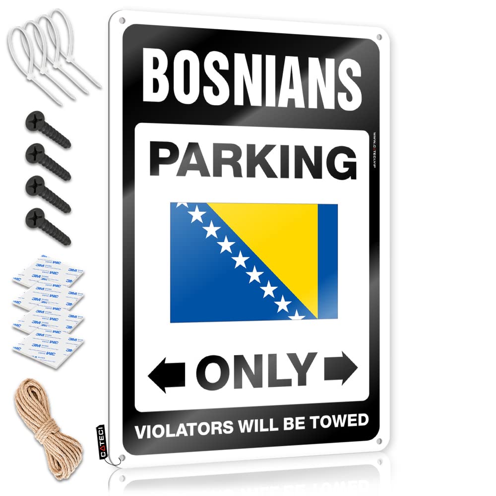 Krazmurongd One Color Pool Signs And Decor Outdoor Bosnians Parking Only Tin Sign Man Cave Wall Decor Funny Desk Signs