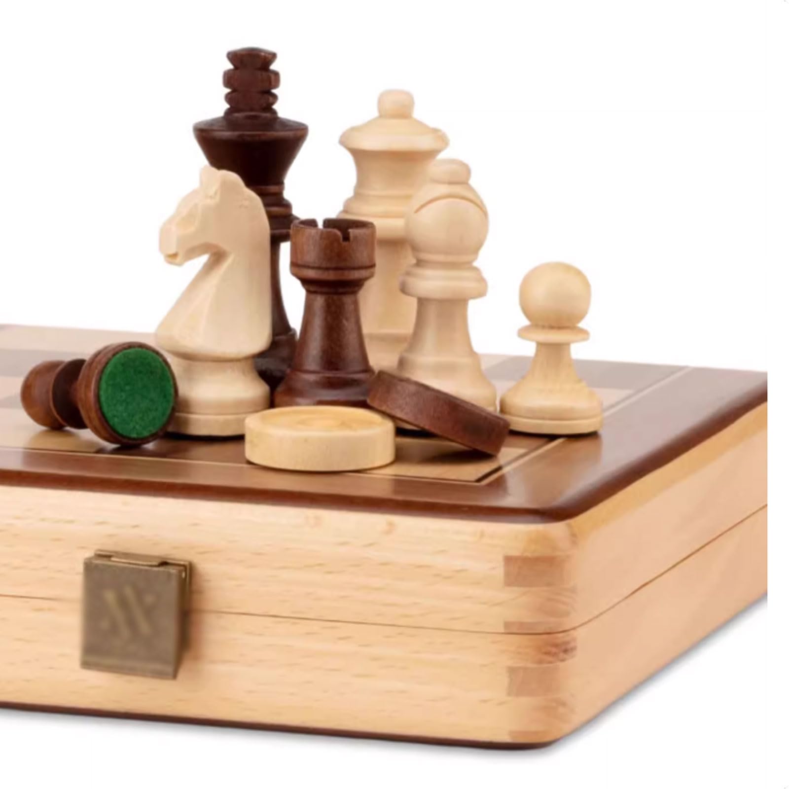 esmen Set di Scacchi in Legno Squisito da 15 Pollici, Scacchiera in Noce, scacchiere Pieghevoli Portatili Ideali per Principianti e Giocatori Professionisti
