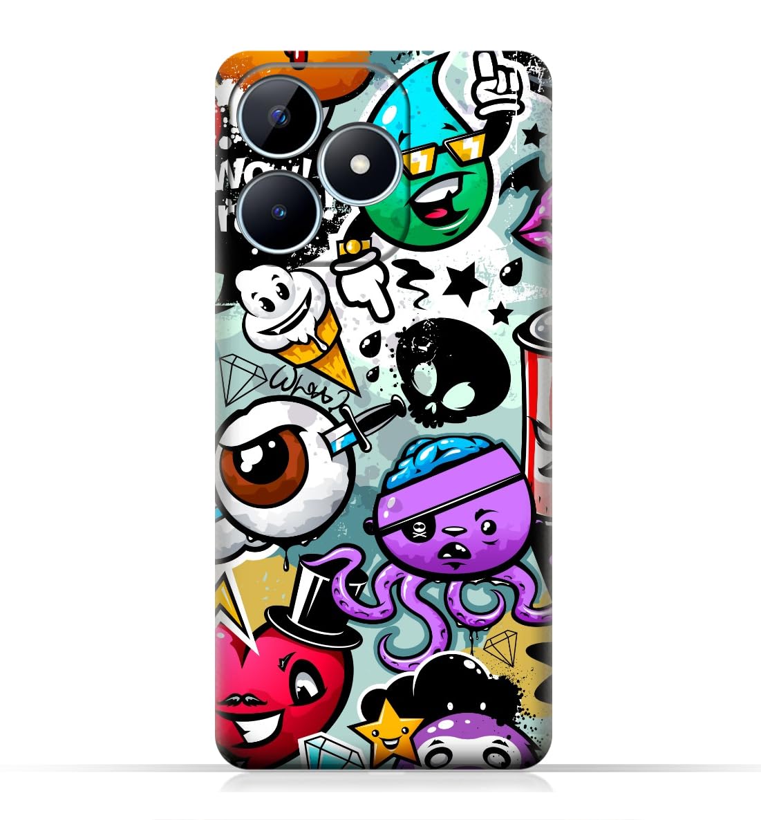 TPU Mobile Back Case Cover Compatible with Realme Note 50 model with Bizarre Characters Pattern
