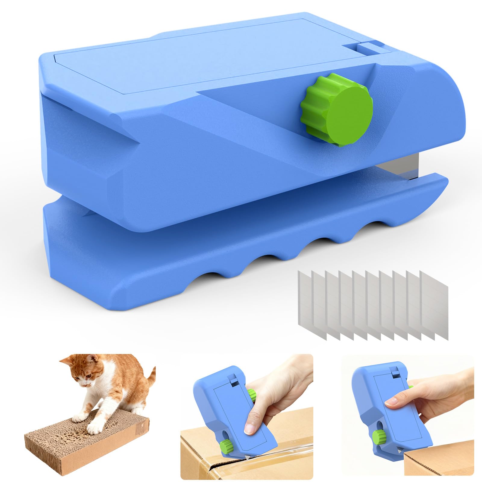 cardboard cutter for cat scratchers with 10pcs blade, 4-in-1 box cutter 3d printed cardboard strip cutter diy cat scratchers cutter tool for cat lovers