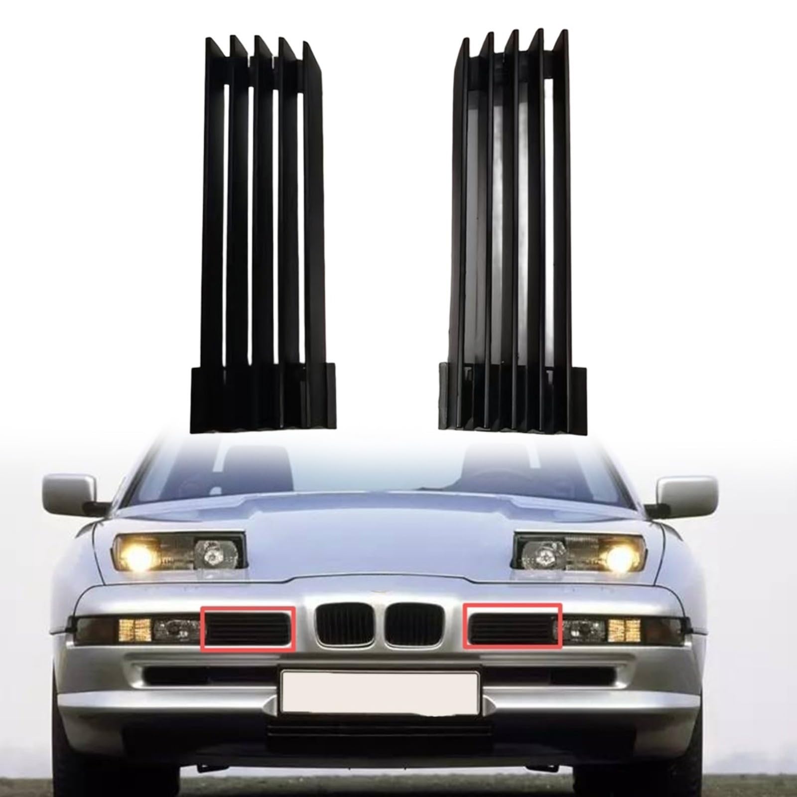 Frontstoßstangengitter, 51131940907 51131940908, kompatibel mit BMW E31 840Ci 850i 850Ci 850CSi außen Autozubehör (ein Paar)