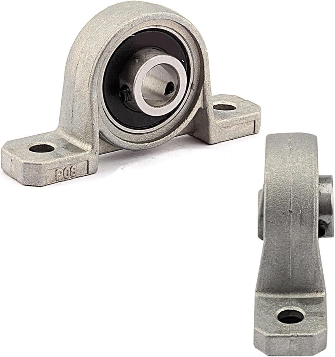 2 Pcs Pillow Block Mounted Bore 8/10/12mm Inner Diameter Metal Ball Bearing Housing Zinc Alloy (8mm)