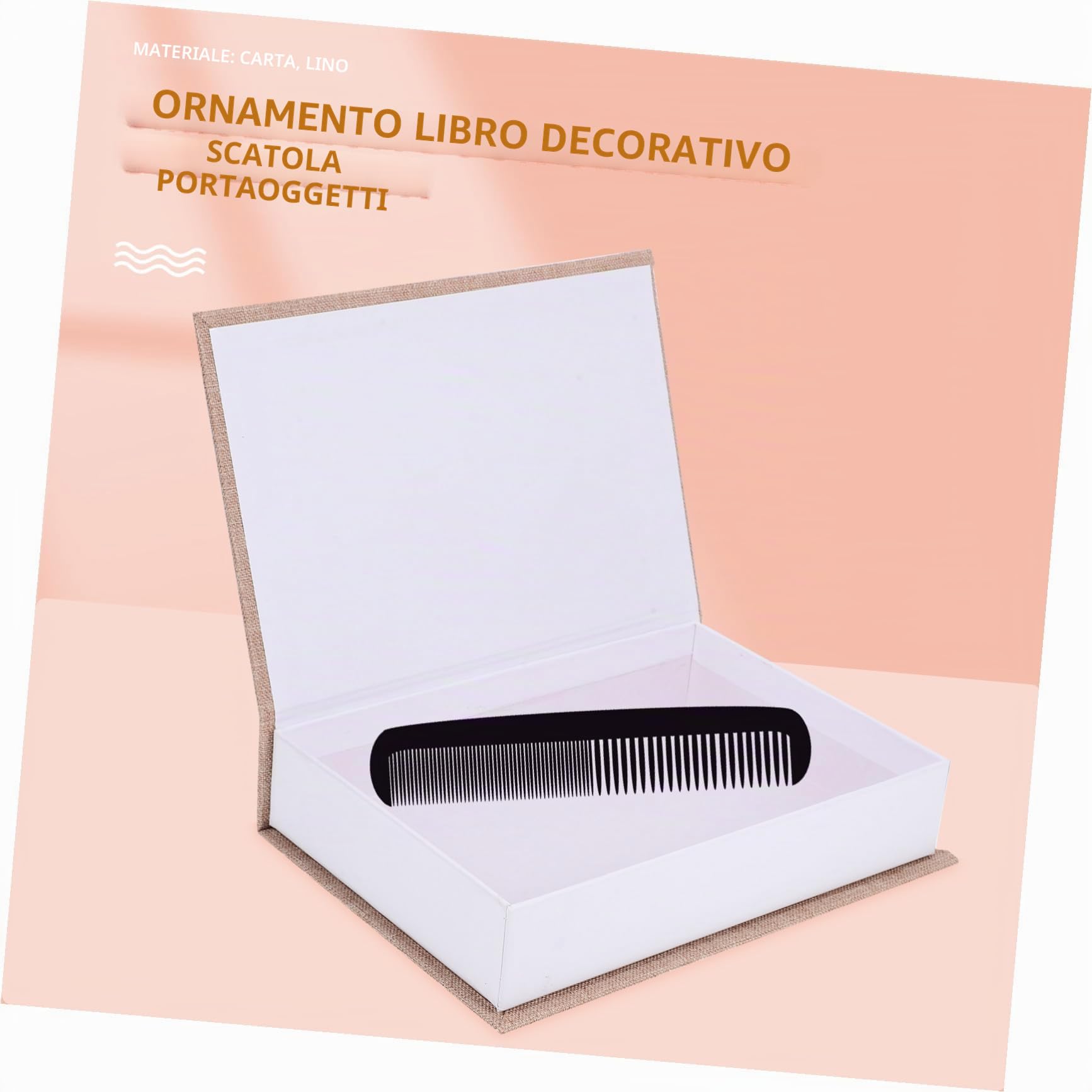 DECHOUS Set 3 Libri Finti Decorativi di Lino Funzione Scatola Portaoggetti per Decorazione Casa, Ufficio e Libreria Elegante