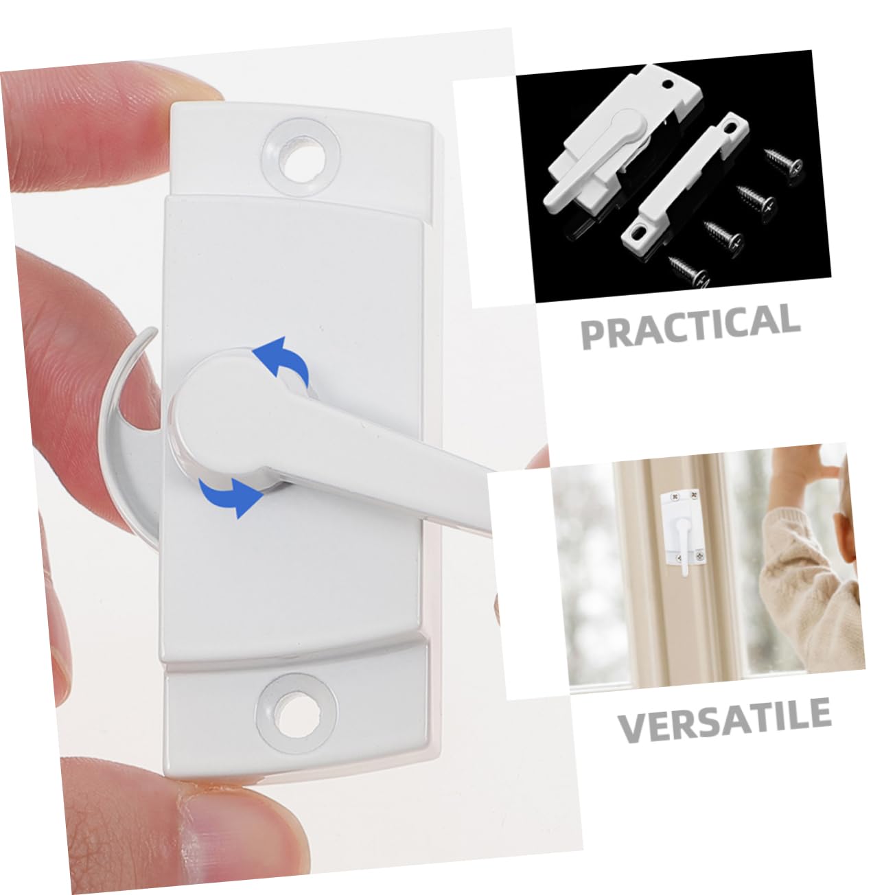 Uonlytech 10 Ensembles Serrure à croissant des produits récipient étanche serrure de porte coulissante verrou de porte coulissante poignées de contre-porte barres de sécurité pour fenêtres