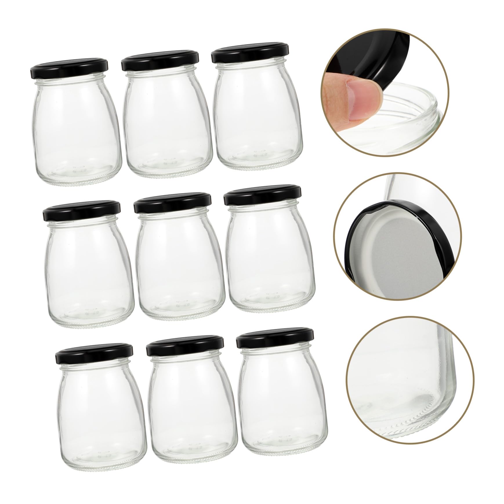 Toyvian 10stücke Glasbehälter mit Metalldeckel für Lebensmittel-aufbewahrung Luftdicht und Langlebig für Müsli Joghurt und Vorratsdose in Küche